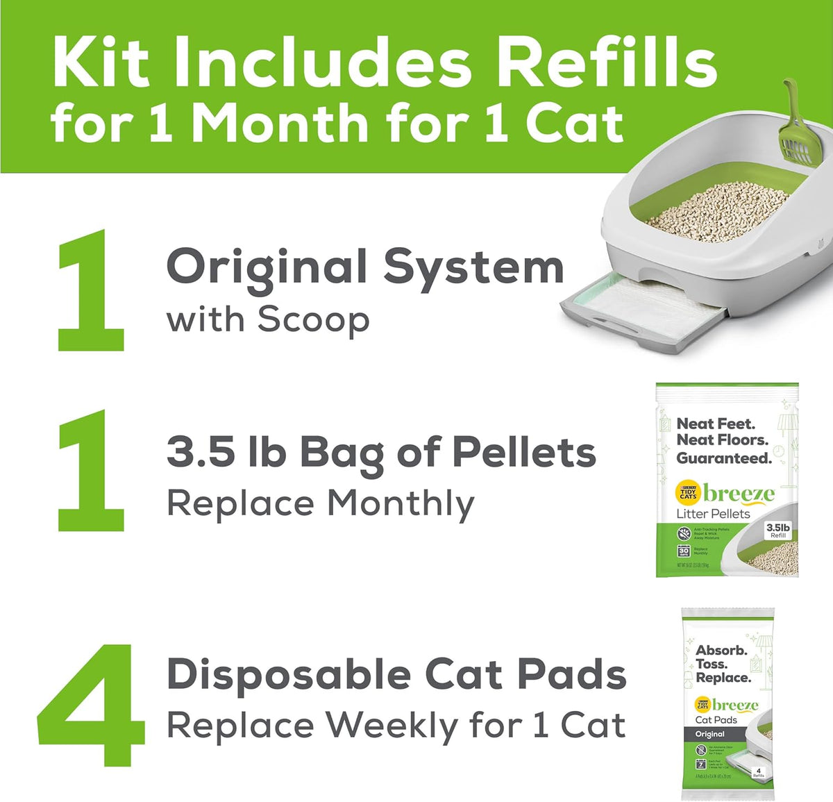Purina Tidy Cats Non Clumping Litter System, Breeze XL All-in-One Odor Control & Easy Clean Multi