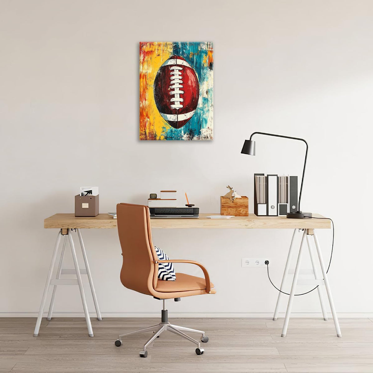 Graffiti Football Bathroom Pictures Wall Art, Rugby Sport Bathroom Wall Decor, Colorful Football