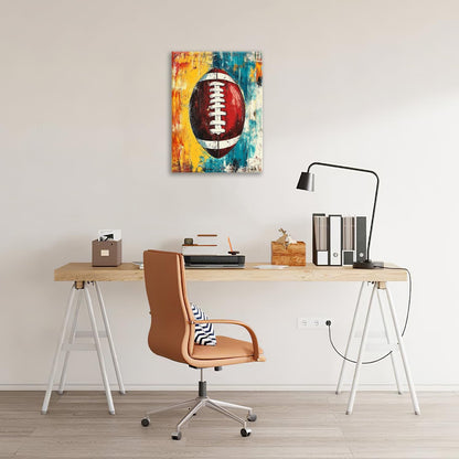 Graffiti Football Bathroom Pictures Wall Art, Rugby Sport Bathroom Wall Decor, Colorful Football