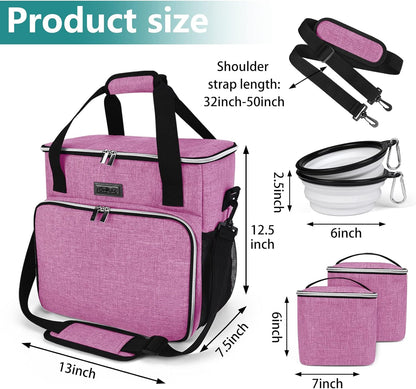 BAGLHER Dog Travel Bag, Pet Travel Bag (ALL Pet Travel Supplies), With 2 Pet Food Containers and 2