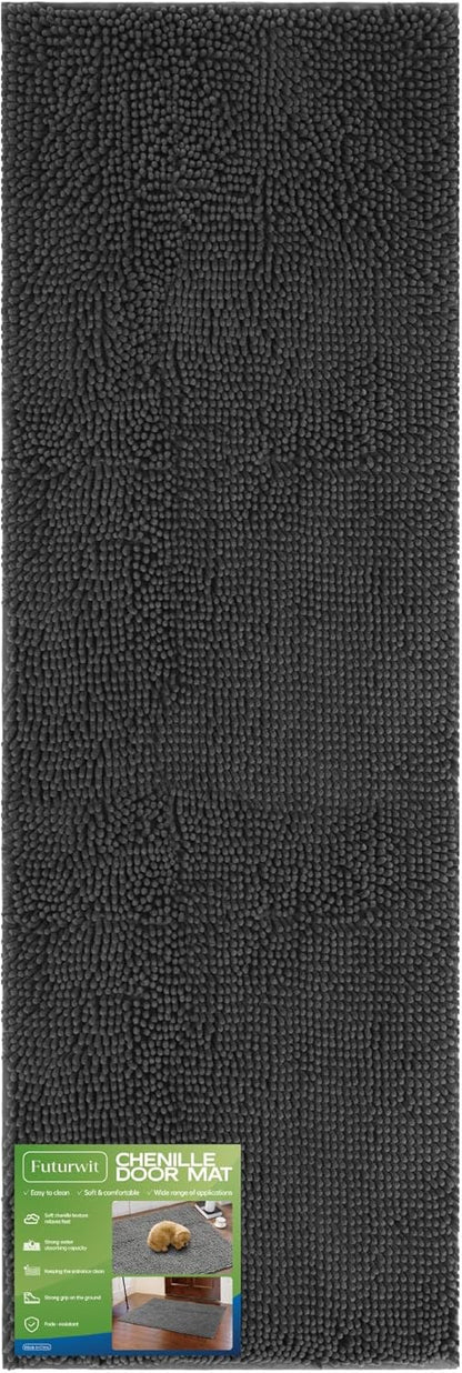 Dog Door Mat for Muddy Paws, 72" x 24" Chenille Absorbent Front Door Mat Inside, Large Runner Mud