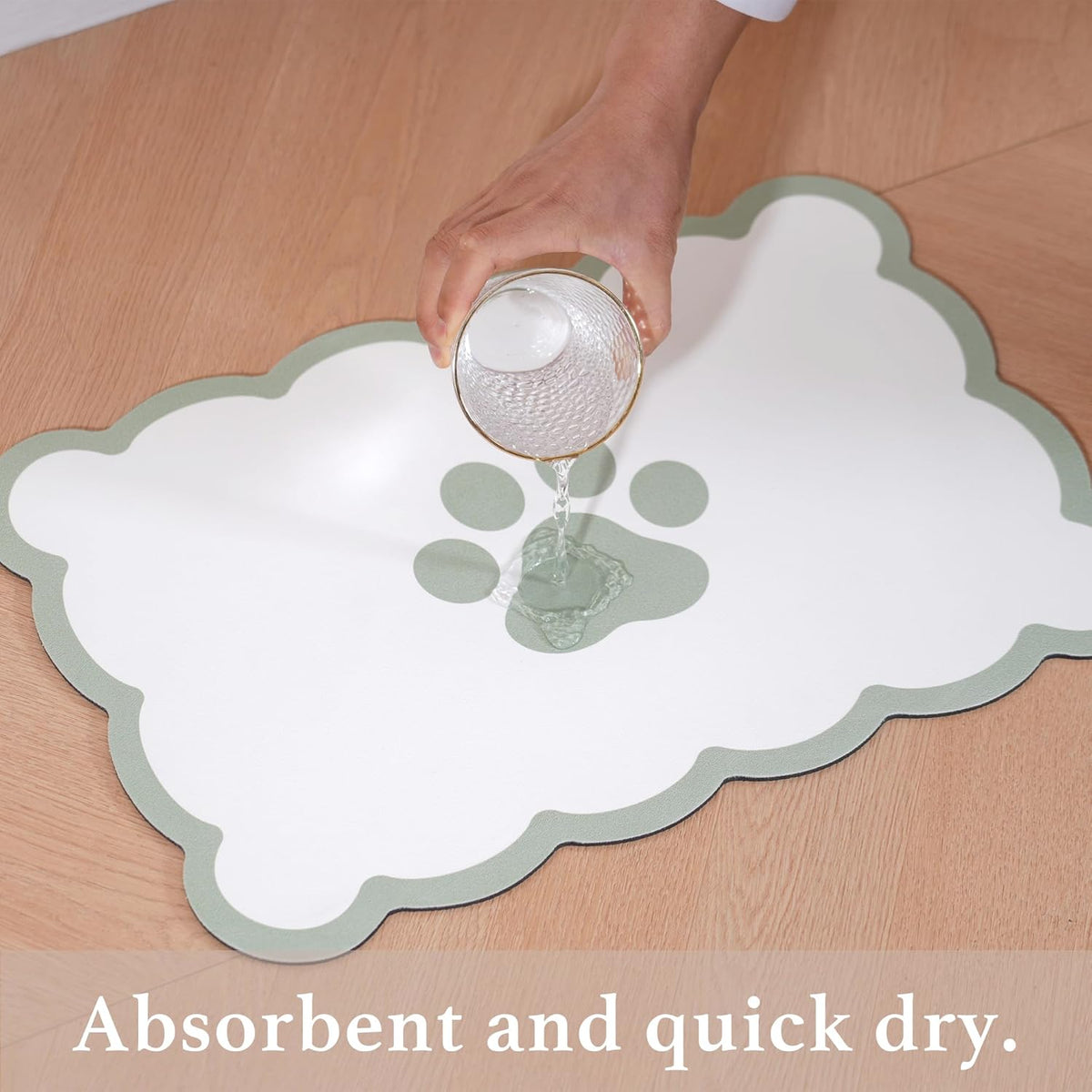 Ralxion Scalloped Dog Feeding Mat, Absorbent Mats for Dog Food and Water Bowl, Dispenser, Cute