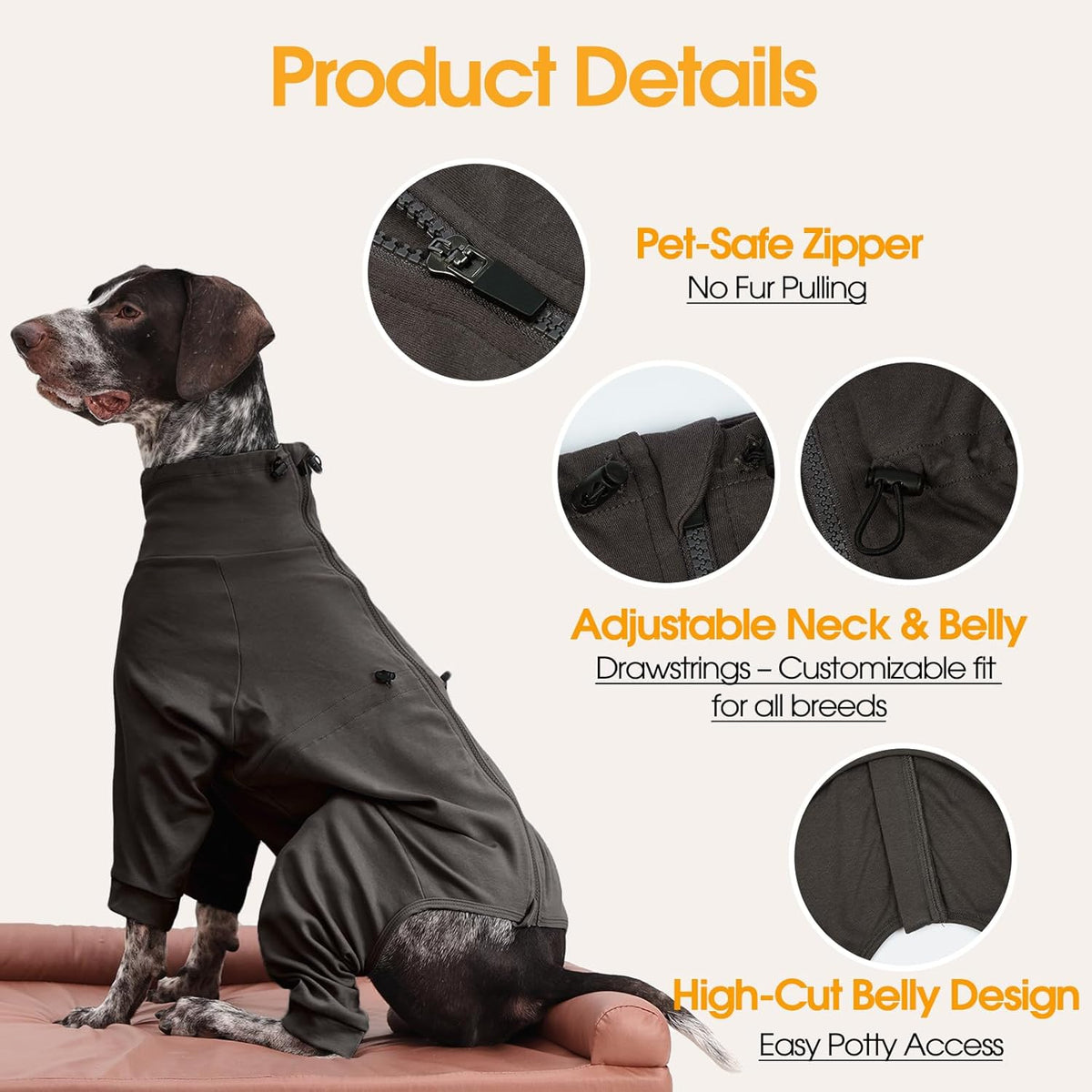 Small Dog Pajamas for Boys & Girls, Soft Dog Recovery Suit with Back Zipper & Adjustable