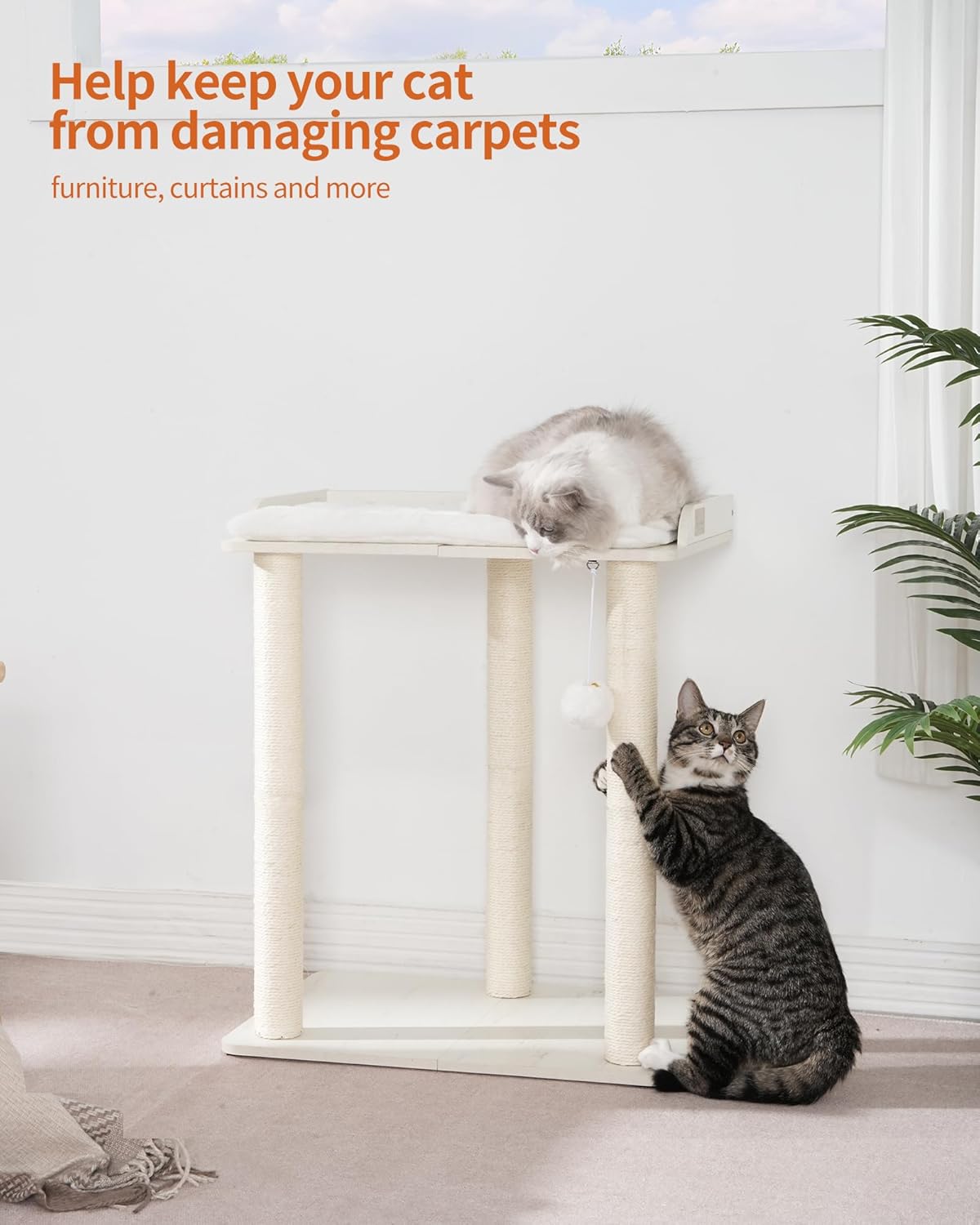 FourFurPets 26.7in Large Cat Tree Tower Condo, Cat Scratch Posts for Indoor Cats, Big Plate, Three