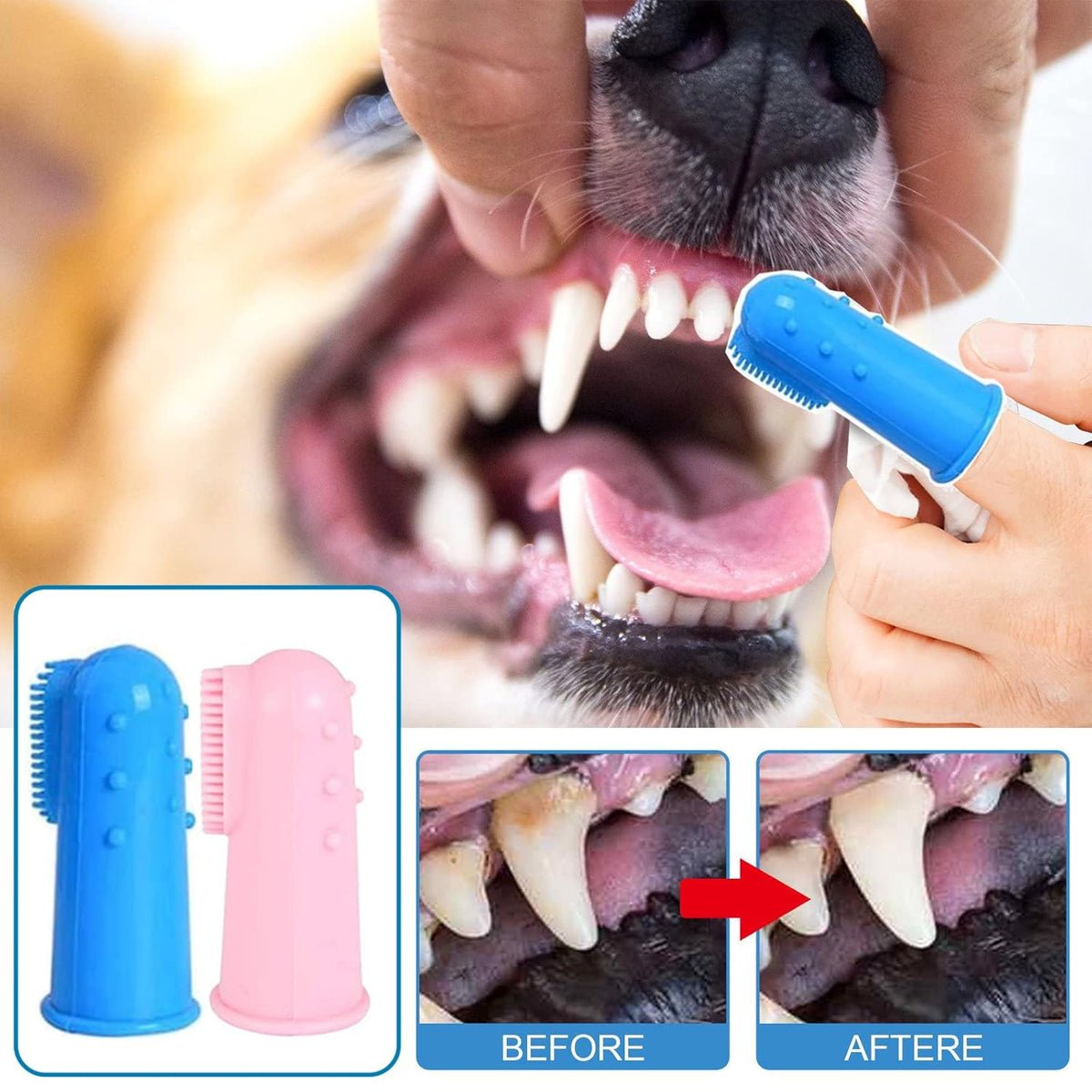 8 Pack Small Dog & Cat Toothbrush Kit, 360º Pet Toothbrush/Mini Head/Dual Head / 10000 Ultra-Soft
