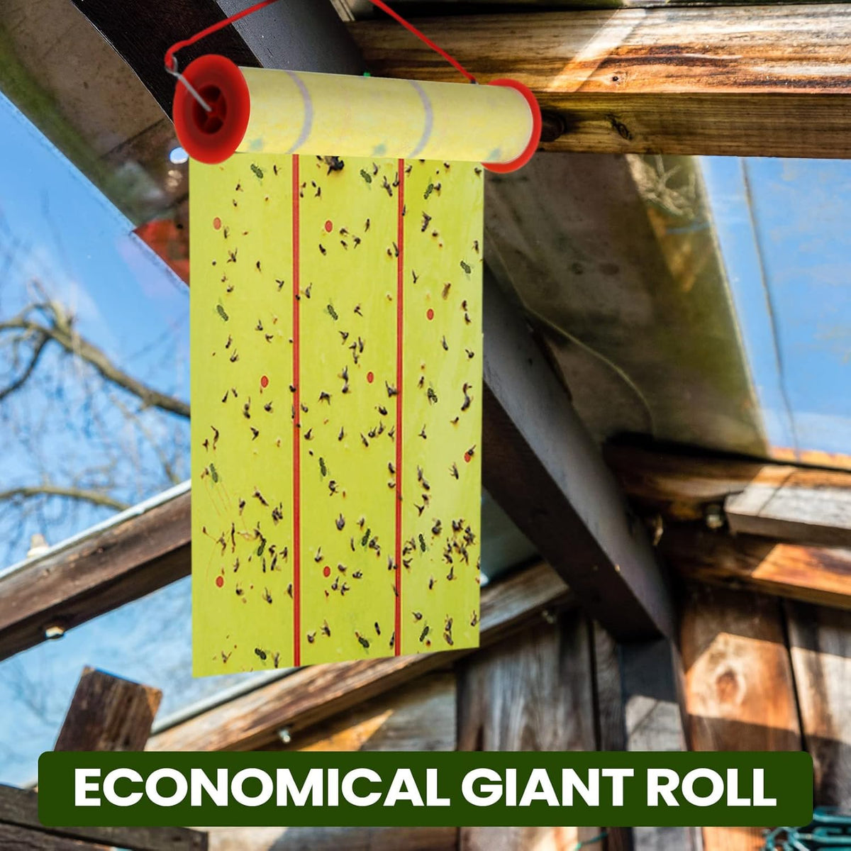 Qualirey 295 ft Giant Sticky Fly Traps, 30 Feet Fly Strips for Indoor Outdoor Hanging Flying Tapes