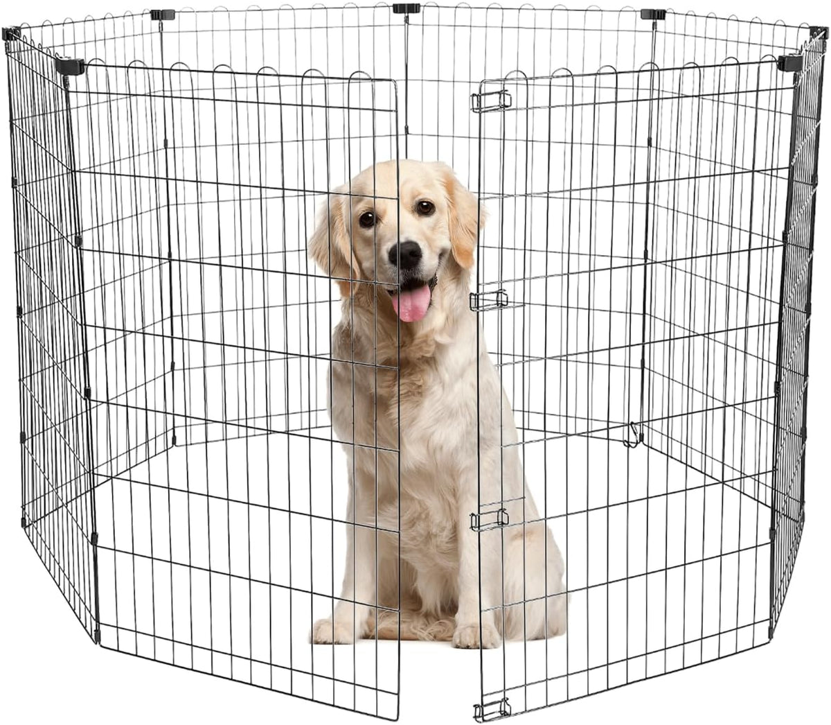 Foldable Dog Playpen 42" Height 8 Panels Metal Exercise Pen No Door - Indoor/Outdoor Dog Play Pen