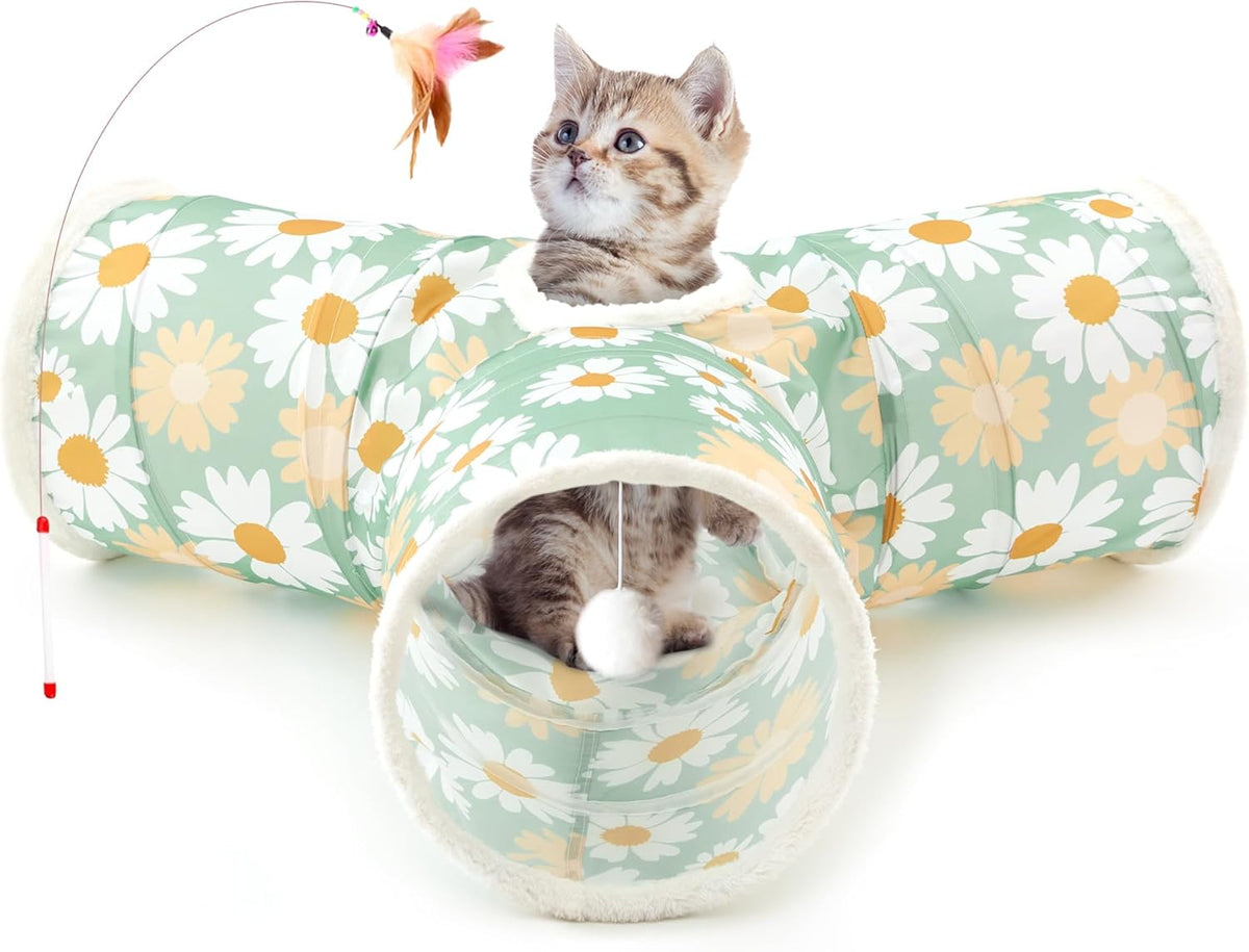 Tempcore Pet Cat Tunnel Tube Cat Toys 3 Way Collapsible, Cat Tunnels for Indoor Cats，Kitty Tunnel
