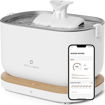 PETLIBRO App-Controlled Cat Water Fountain, Pet Water Fountain with Stainless Steel Tray, Water