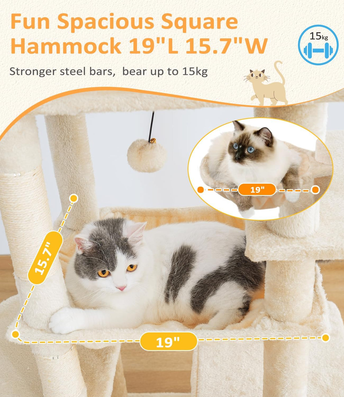 Cat Tree Large Cat Tower Tree 68" Multi-Level Cat Tower for Indoor Cats with Sisal Scratching