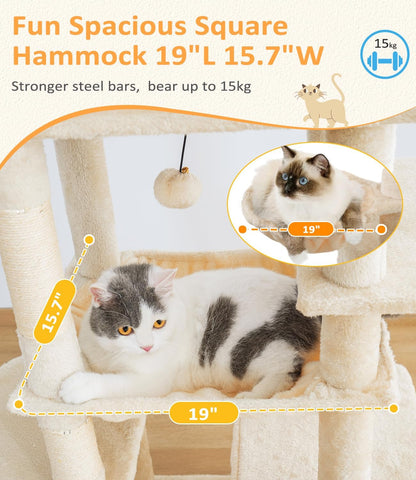Cat Tree Large Cat Tower Tree 68" Multi-Level Cat Tower for Indoor Cats with Sisal Scratching