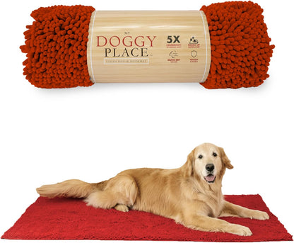 My Doggy Place Microfiber Dog Mat for Muddy Paws, 60" x 36" Red - Non-Slip, Absorbent and