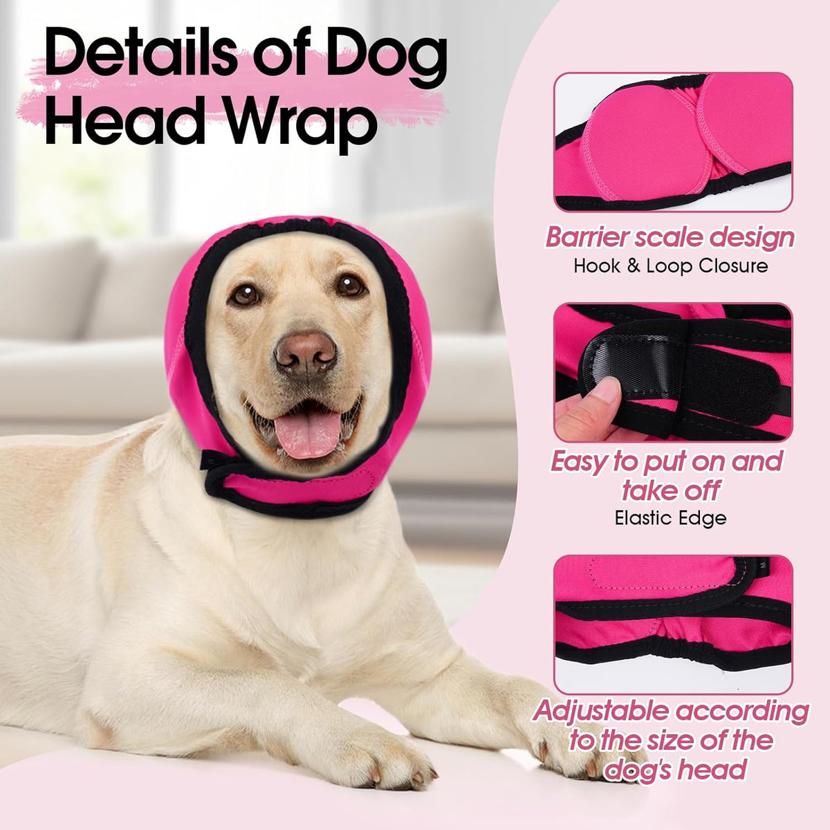 Dog Calming Hoodie, Dog Ear Muffs Noise Protection & Anxiety Relief, No Shake Ear Wraps for Dogs