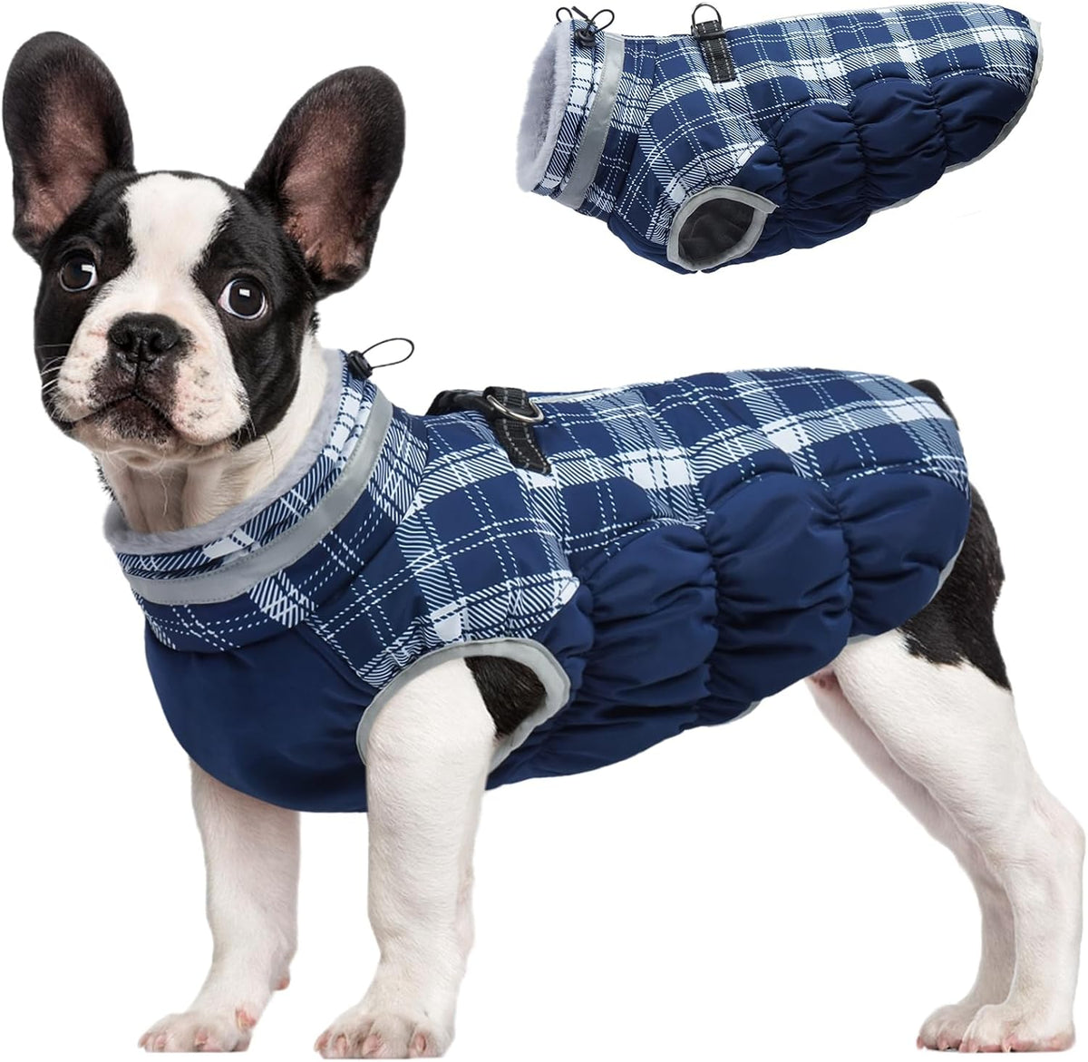 FUAMEY Dog Coat for Medium Dogs,Waterproof Dog Winter Jacket with Harness Built in Puppy Cold