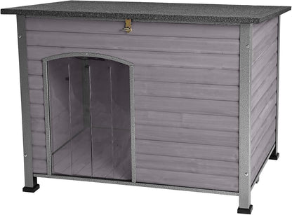 Indoor Outdoor Dog House,Anti-Chewing Iron Frame Dog Kennel,Wood Warm Pets Home,Weatherproof
