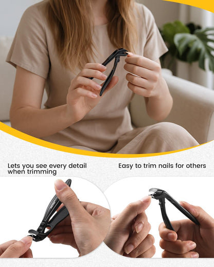 BEZOX Toe Nail Clippers for Thick Nails for Seniors with Safety Lock – Ergonomic Design Curved