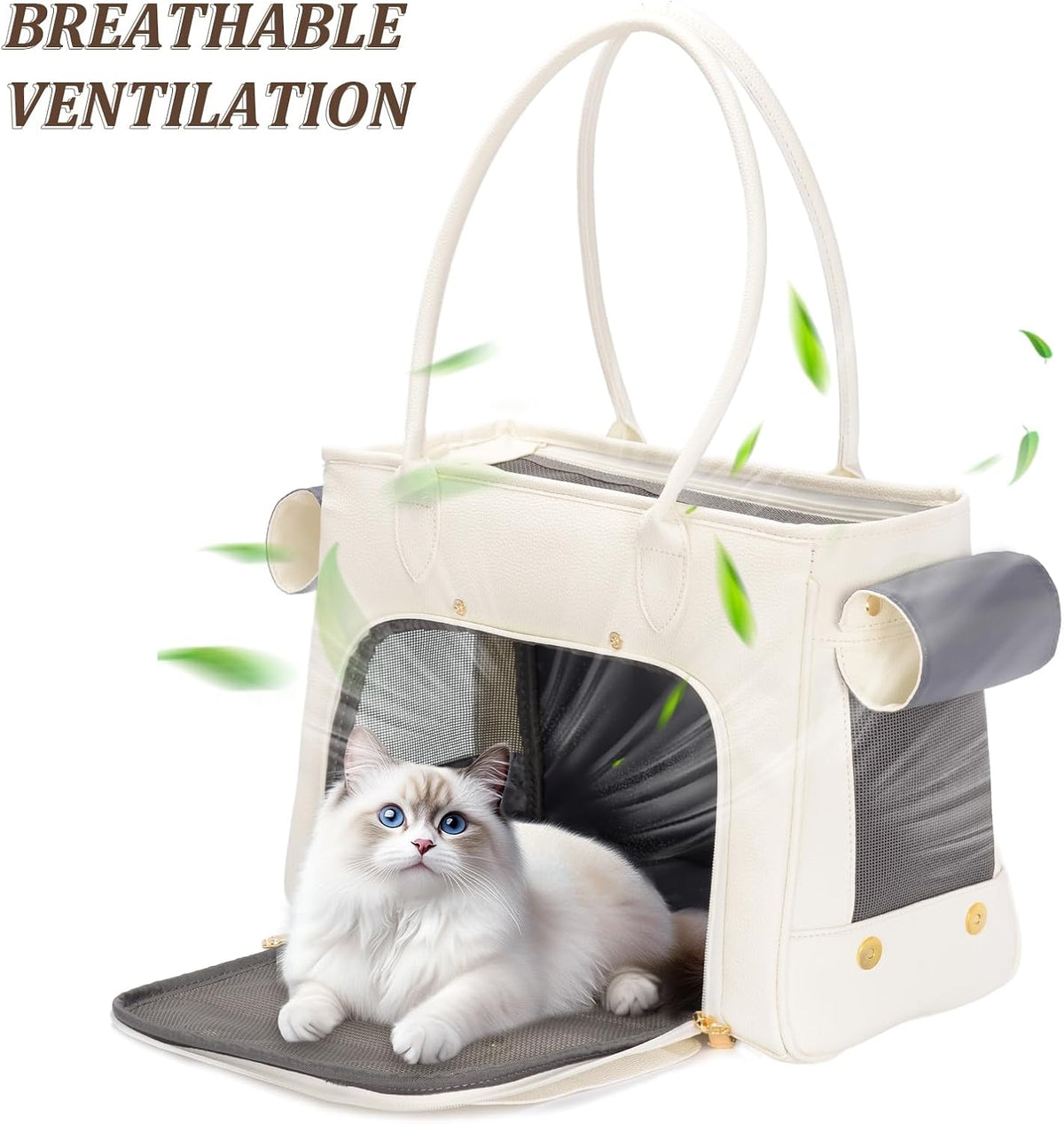 Fashion Pet Carrier Purse for Small Cat and Dog, Luxury Pu Soft-Sided Tote Bag with Large Pockets