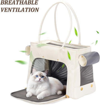 Fashion Pet Carrier Purse for Small Cat and Dog, Luxury Pu Soft-Sided Tote Bag with Large Pockets