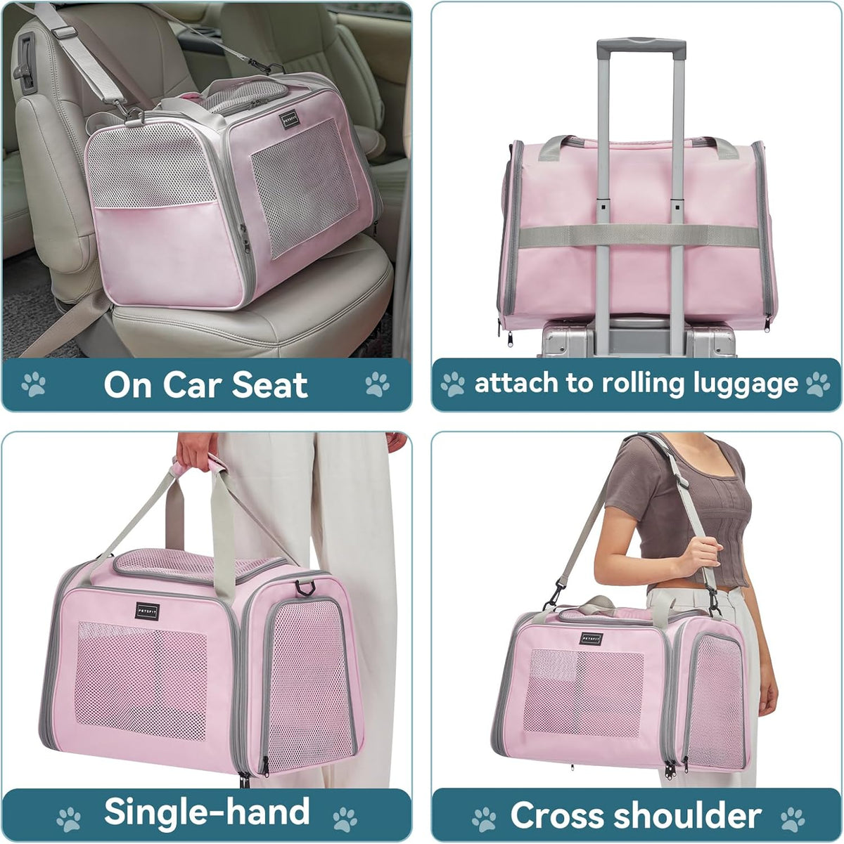PETSFIT Cat Carrier for Large Cats, Dog Carriers for Small Dogs Under 25 Lbs, Soft Pet Carrier, Cat