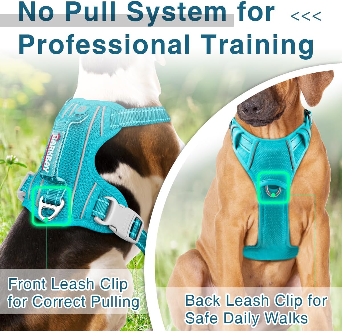 BARKBAY Dog Harness No Pull with ID Tag Pocket - Heavy Duty, Reflective, Easy Control for Large