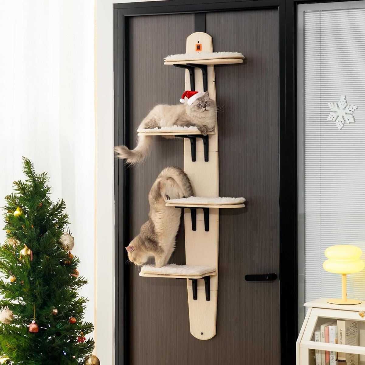 Door Hanging Cat Shelf, Multi Level Door Hanging Cat, Cat Tree Door Hanger Mounted Cat Shelves Cat