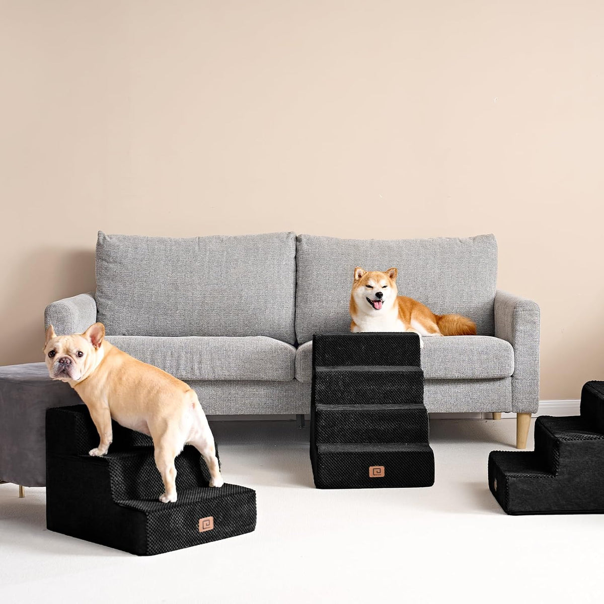 EHEYCIGA Dog Stairs for Bed 18" H, 4-Step Dog Steps for High Bed, Pet Steps for Small Dogs and