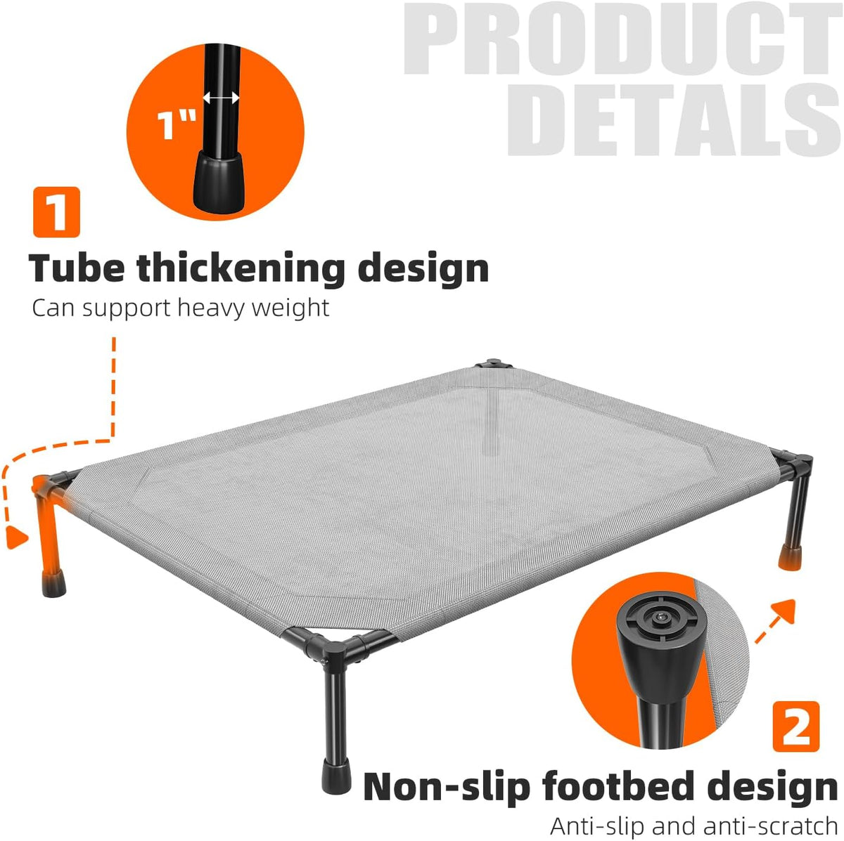 Simple Trending Raised Bed for Large Dog, Waterproof L Pet Cot, Breathable Big Bed Load 300lb