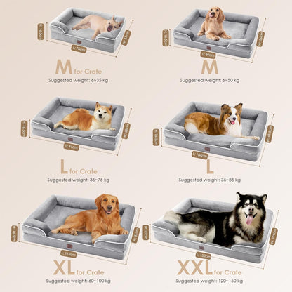 EHEYCIGA Orthopedic Dog Beds Large Sized Dog, Waterproof Memory Foam Pet Bed with Sides, Non-Slip