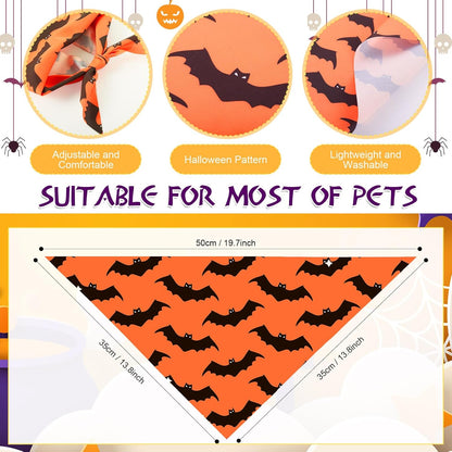 Abbylike 100 Pcs Halloween Dog Bandanas Bulk Pumpkin Bandanas for Dogs Triangle Kerchief Bibs Scarf