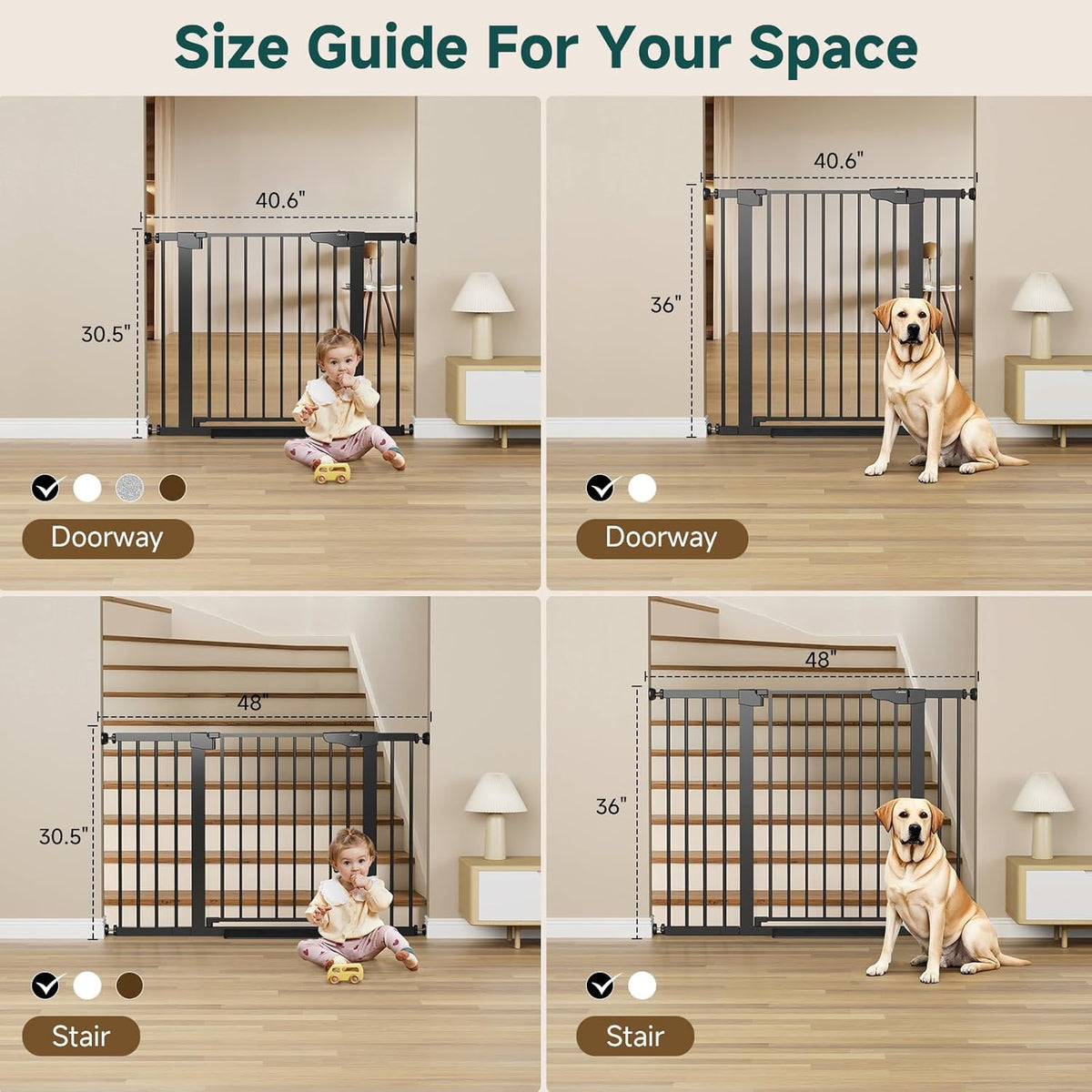 Cumbor 29.7-48" Baby Gate for Stairs, Mom's Choice Awards Winner-Dog Gate for Doorways, Auto Close