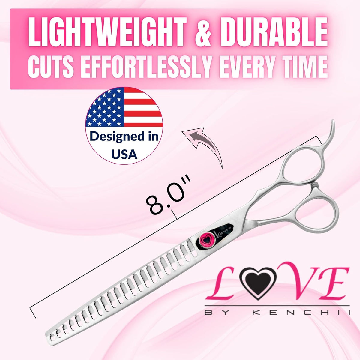 Kenchii Love Dog Grooming Scissors, 22 Tooth Blender Shears, Dog Scissors for Grooming