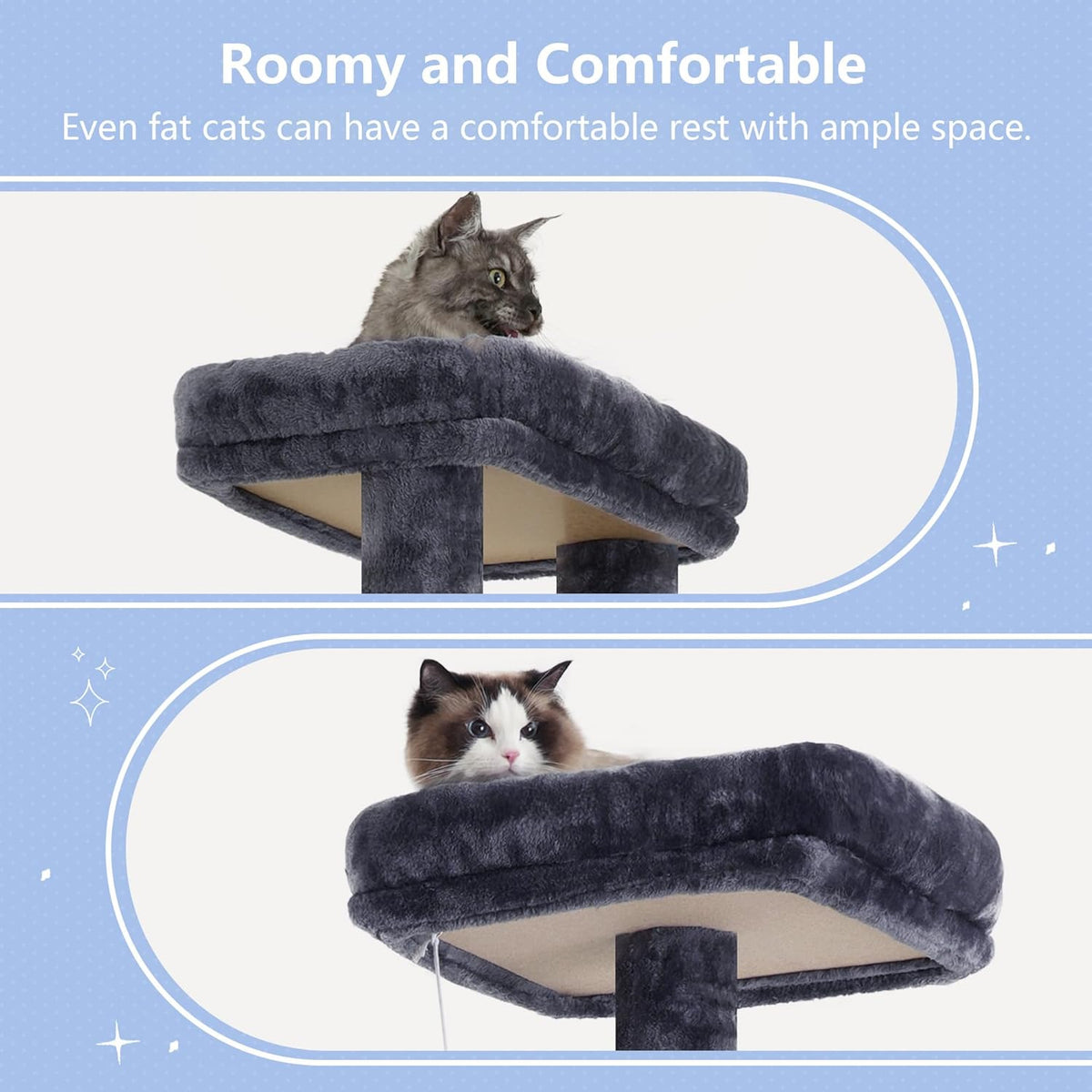 Hey-brother Tall Cat Tree Tower, Heavy Duty Scratching Posts with Large Platforms, Cozy Condos, Big