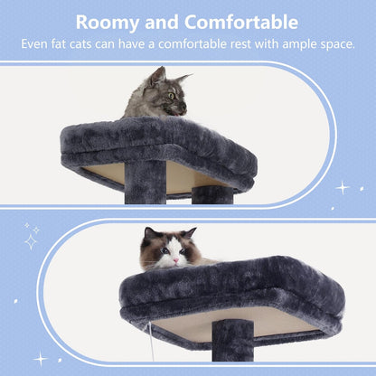 Hey-brother Tall Cat Tree Tower, Heavy Duty Scratching Posts with Large Platforms, Cozy Condos, Big