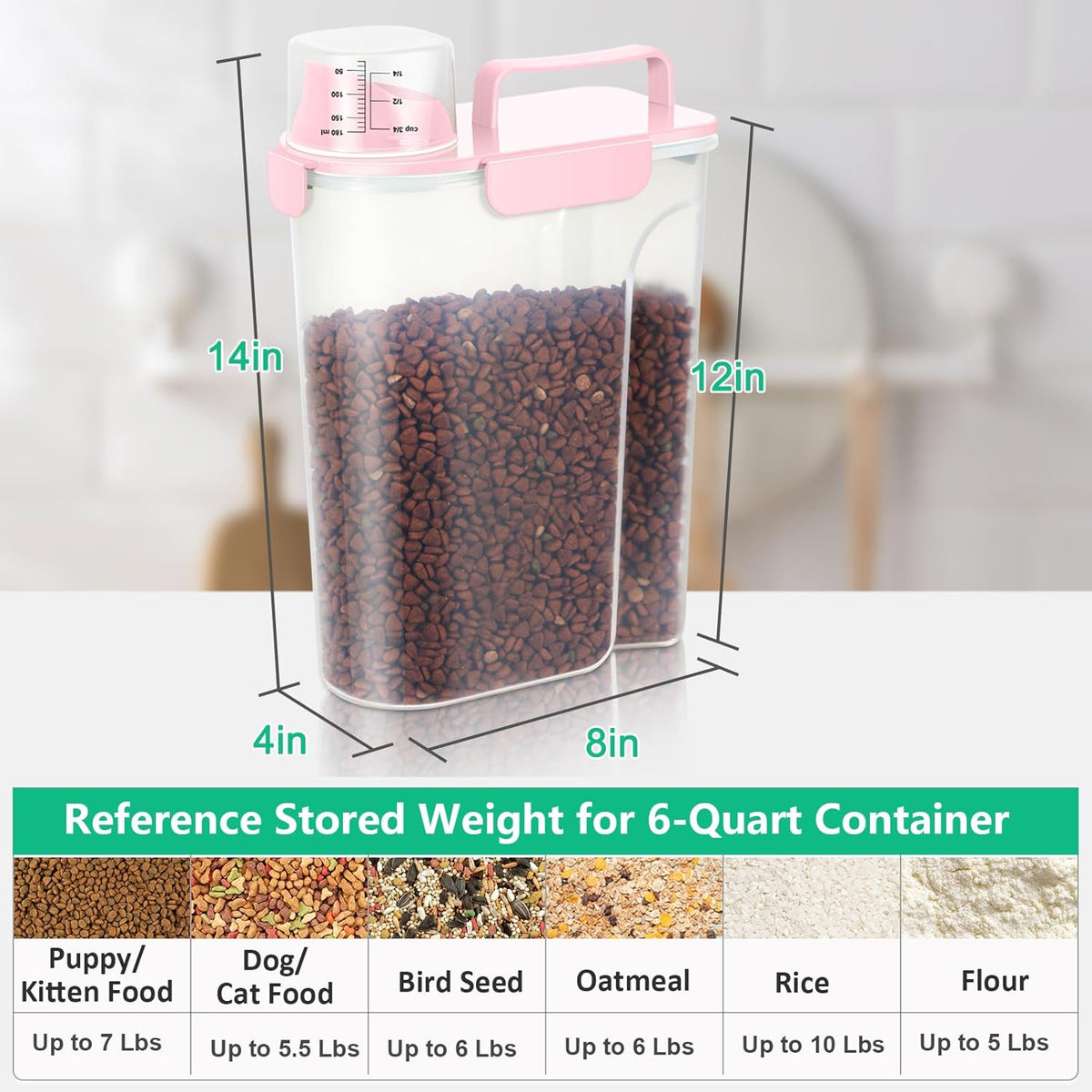 TBMax Cat Dog Food Container 5 to 7 lbs, Secondary Pet Food Storage Beyond a Large Dog Food Bin for