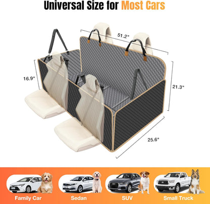 Dog Car Seat Cover for Back Seat, Dog Car Bed Cover with Strong Hard Bottom, Back Seat Extender