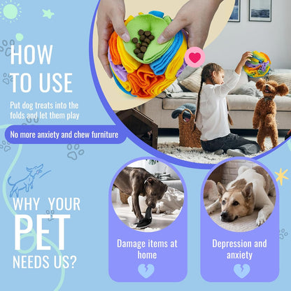 Pet Snuffle Ball, Puzzle Sniffing Interactive Dog Ball for Blind Dogs Training Stress Relief Dog