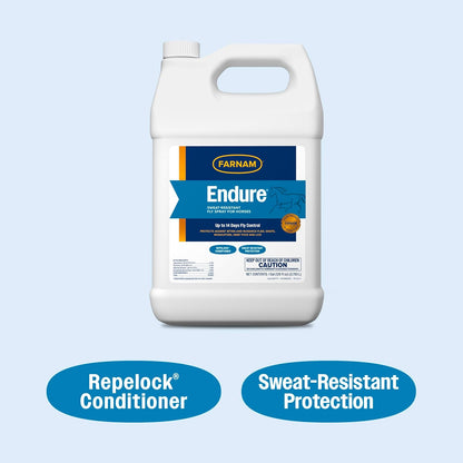 Farnam Endure Sweat-Resistant Fly Spray for Horses, Lasts Up to 14 Days, Protects Against Flies