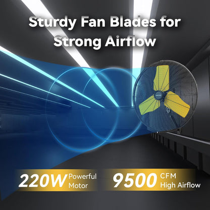 24 Inch 9500 CFM Waterproof Wall Fan Pro Series - Outdoor High Velocity Wall Mount Fan with
