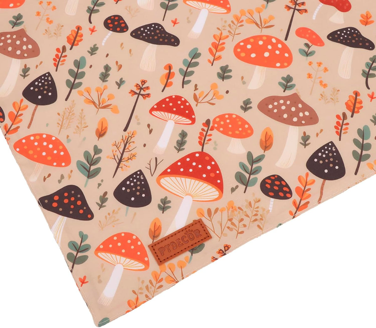 PTDECOR Fall Dog Bandana, Pumpkin Mushroom Design Scarf Reversible Holiday Dog Scarf, Triangle
