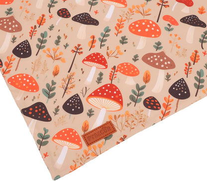 PTDECOR Fall Dog Bandana, Pumpkin Mushroom Design Scarf Reversible Holiday Dog Scarf, Triangle
