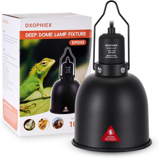 5.5inch Deep Dome Reptile Heat Lamp Reptile Light Fixture UVB Reptile Light Fixture Max 100W for