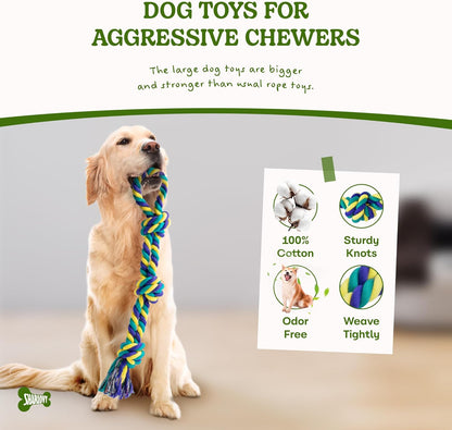 SHARLOVY Dog Rope Toy for Medium Dogs, 2 Pack Heavy Duty Dog Chew Toys for Aggressive Chewers
