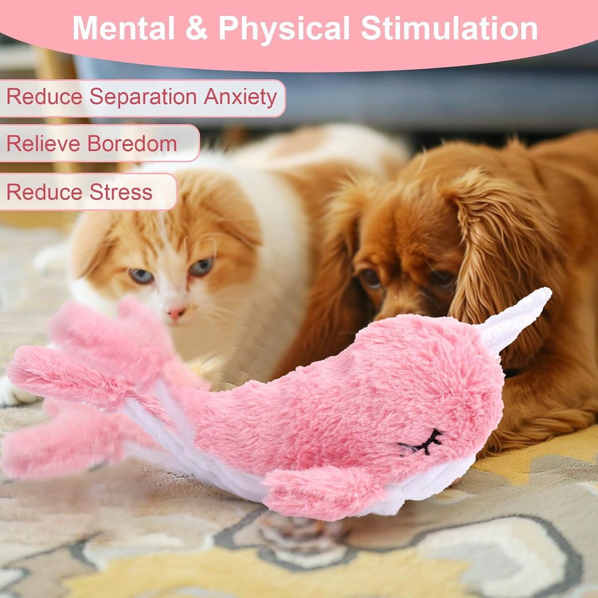 Mity rain 2 in 1 Interactive Dog Toys, Fish Dog Toy to Keep Them Busy, Plush Squeaky Dog Toys