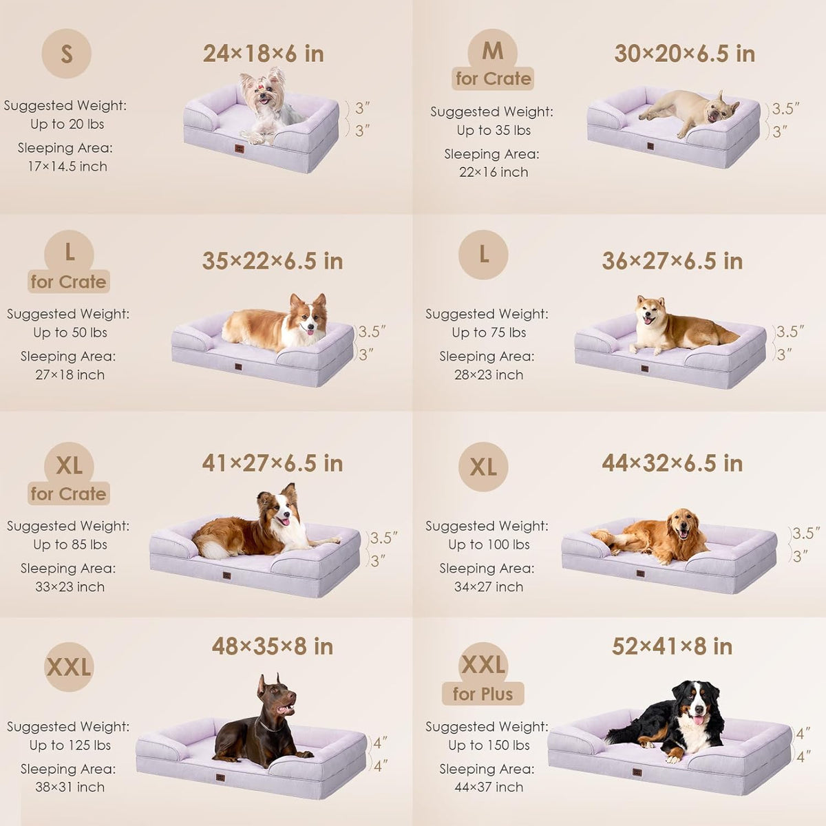 EHEYCIGA Orthopedic Dog Beds Large Sized Dog, Waterproof Memory Foam Pet Bed with Sides, Non-Slip
