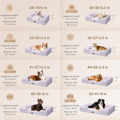 EHEYCIGA Orthopedic Dog Beds for Large Dogs, Waterproof Memory Foam Large Pet Bed with Sides