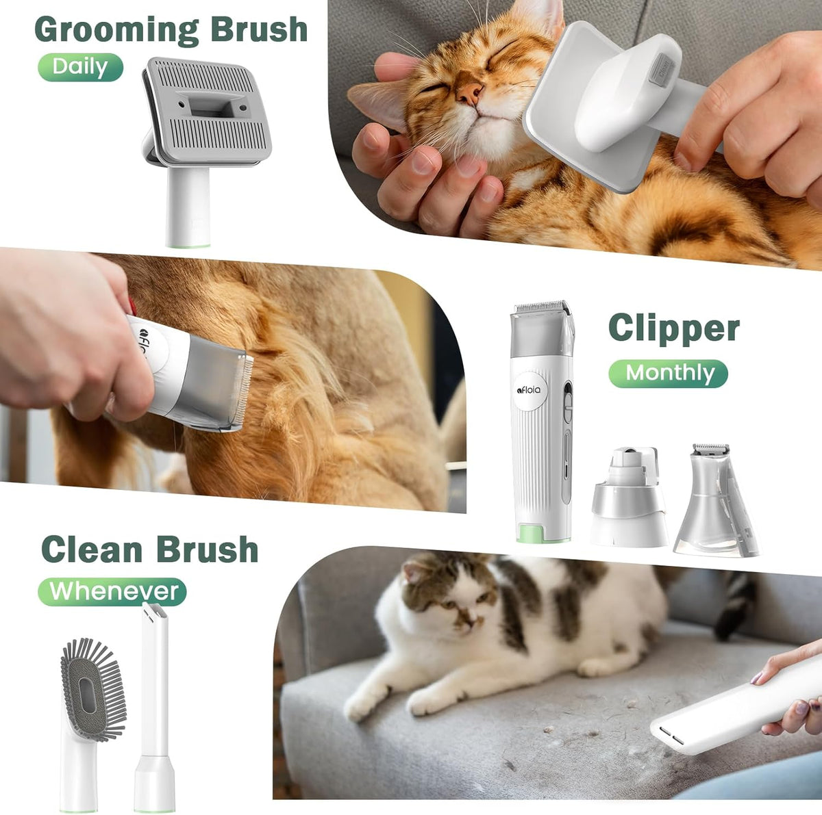 Afloia 6-in-1 Dog Grooming Kit, Pet Grooming Vacuum for Shedding, Dog Hair Vacuum with Clipper Nail