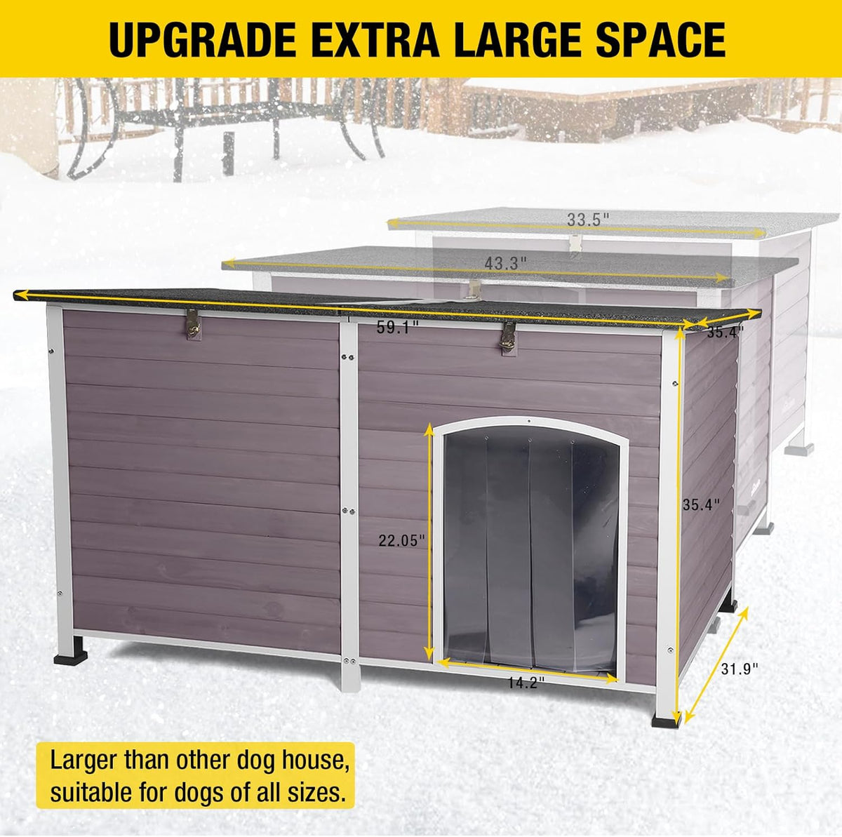 Aivituvin Outdoor Dog House 59" Extra Large Insulated Dog Kennel with Insulation Liner for