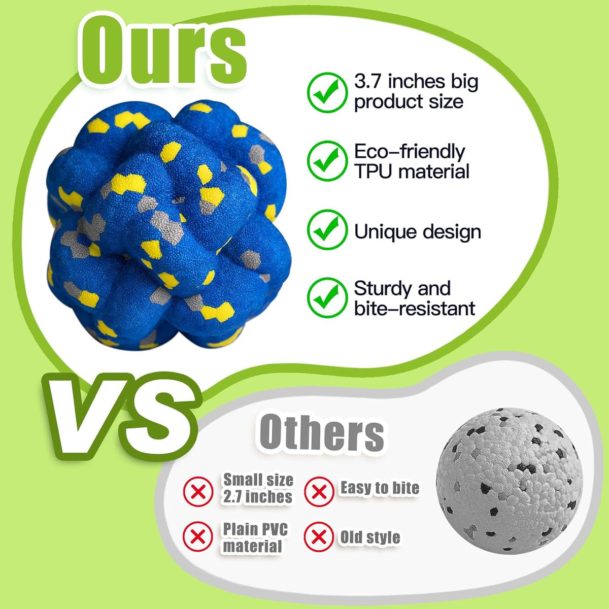 Upgrade Dog Balls Interactive Toys for Aggressive Chewers, Indestructible Tennis Durable Bouncy for