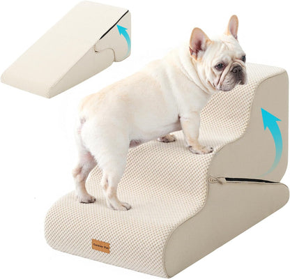 Gardner Pet Dog Stairs for Small Dogs 16.5" H, 2 in 1 Transformable 3-Step Pet Stairs and Dog Ramp