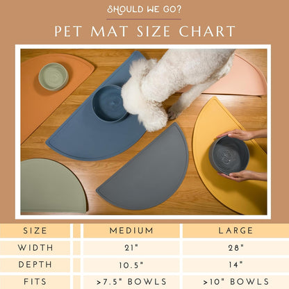 Waterproof Silicone Pet Food Mat - Non-Slip, Spill-Proof Feeding Mats for Floors, Raised Edge